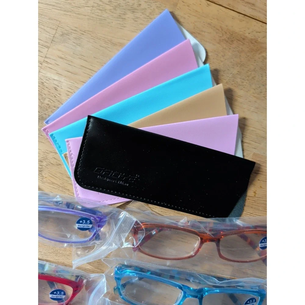 Ladies Reading Glasses 6 Pack Fashion Readers Eyeglasses Assorted &‎ Cases +3.50